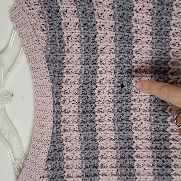 Free people pink agray chunky knit sweater, scoop neck, oversized womens size XS - Picture 7 of 7
